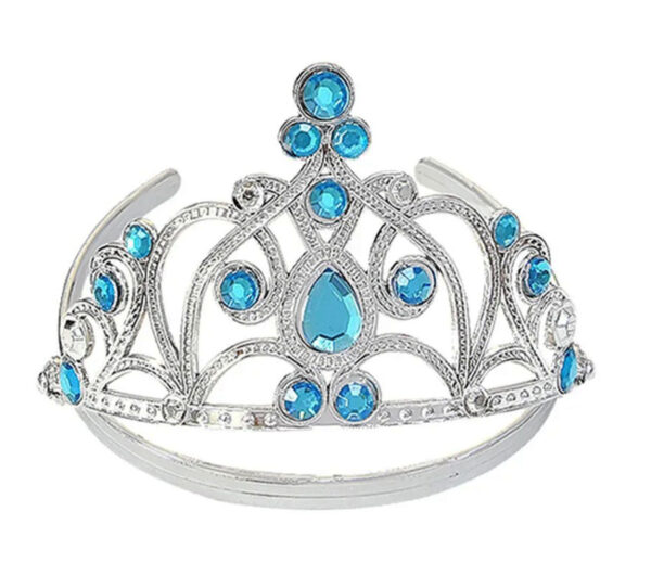 Mavi Taşlı Elsa Çocuk Tacı Prenses Tacı Kraliçe Tacı 16x14 cm (K0)