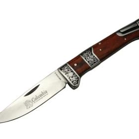 Mb3936a Kahverengi Av / Kamp Çakısı 20cm- Manuel, İşlemeli, Kemerlikli, Ahşap Sap