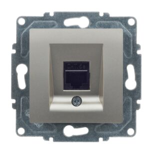 Günsan Visage Metalik Bej Vidalı Tekli Data Prizi (RJ45 Cat5E)