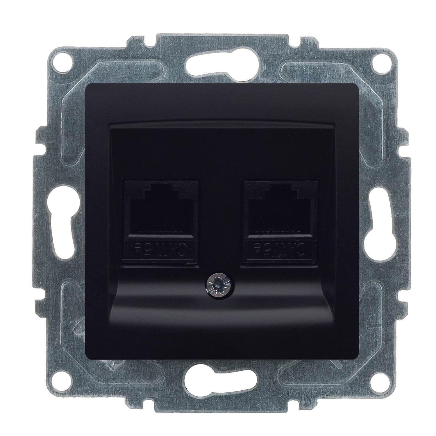 Günsan Visage Metalik Siyah Vidalı İkili Data Prizi (2 x RJ45 Cat5E)