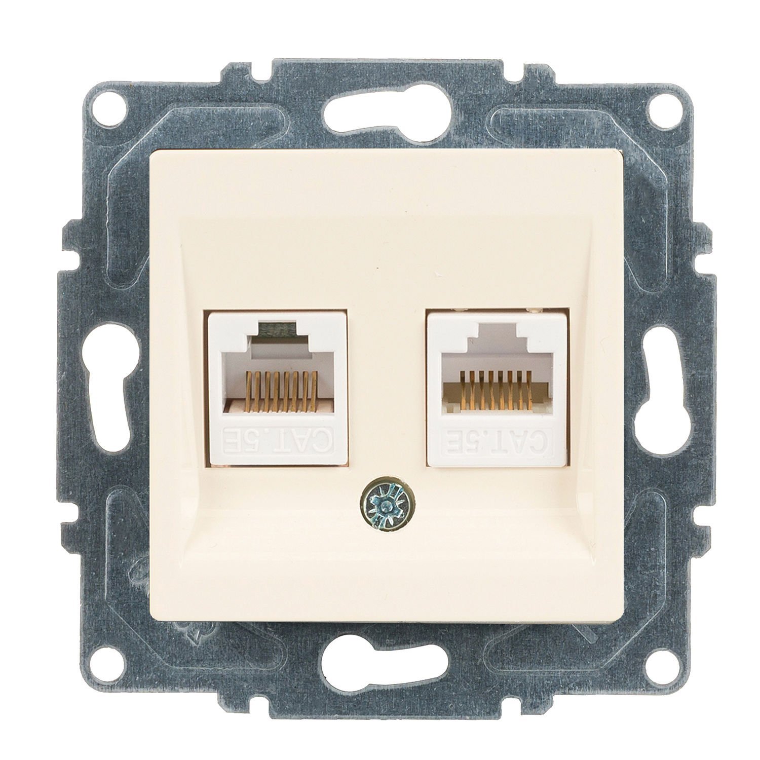 Günsan Eqona Krem Vidalı İkili Data Prizi (2 x RJ45 Cat5E)