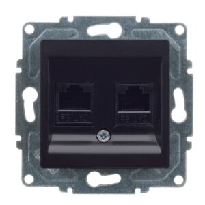 Günsan Eqona Metalik Siyah Vidalı İkili Data Prizi (2 x RJ45 Cat5E)