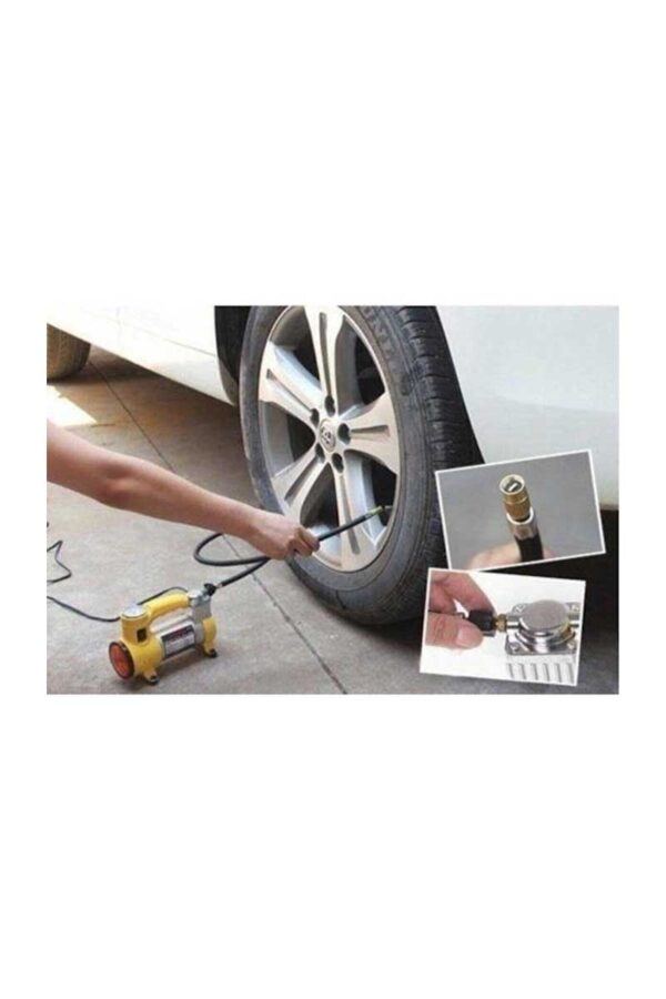 Metal Gövdeli ve Işıklı Mini Araç Hava Kompresörü (K0) - Görsel 3