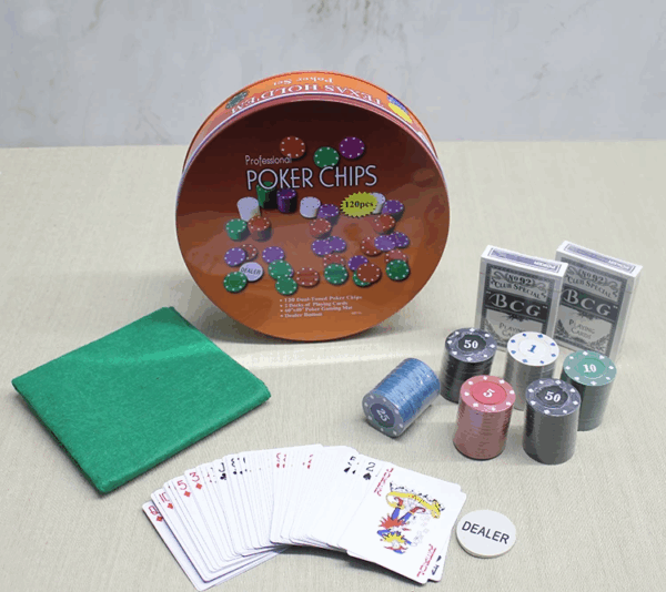 Metal Kutulu 120 Chip Ve 2 Adet İskambil  Kağit Setine Sahip Poker Oyunu Alk3535