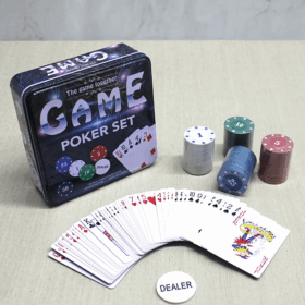 Metal Kutulu 80 Chip Ve 1 Adet İskambil  Kağit Setine Sahip Poker Oyunu Alk3534