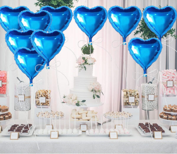 Metalize Parlak Mavi Kalp Şekilli Uçan Balon Folyo 18 inç 45 cm 25 Adet (K0) - Görsel 4