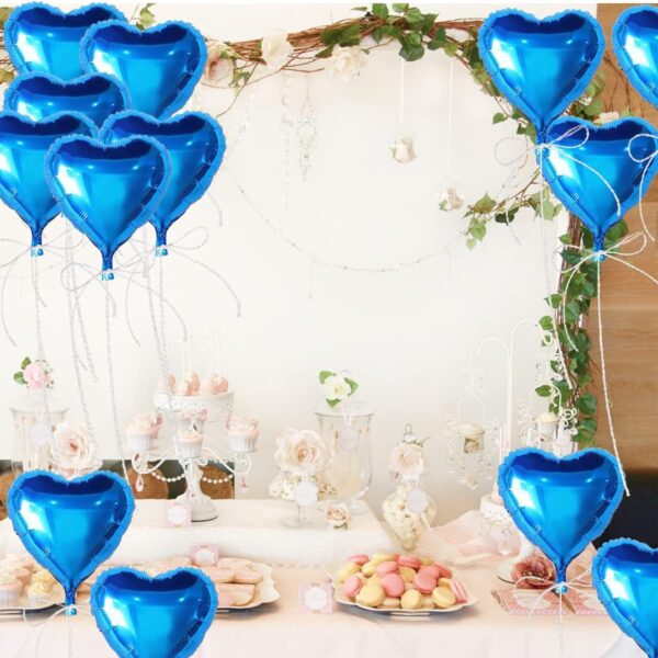 Metalize Parlak Mavi Kalp Şekilli Uçan Balon Folyo 18 inç 45 cm 25 Adet (K0) - Görsel 5