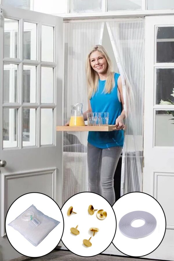 Mıknatıslı Manyetik Kapı Sinekliği Sineklik Tülü Perde (60cm x 210cm 2 Adet Tül) (K0)