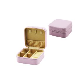 MİNİ FERMUARLI TAKI KUTUSU - ÇANTA SUNİ DERİ 4 BÖLME+6 YÜZÜKLÜK+3 KÜPELİK+FİLE =10X10CM - Y:5CM (K0)