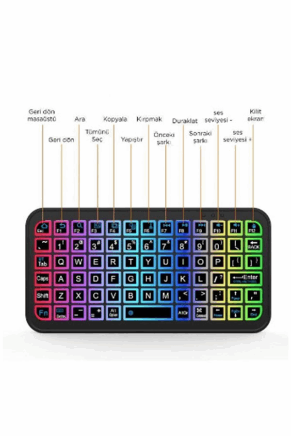 Mini Klavye Smarttv Işıklı Bluetooth Kablosuz Televizyon Ps3 Dizüstü Tabletler Ve Telefonlar İçin - Görsel 4