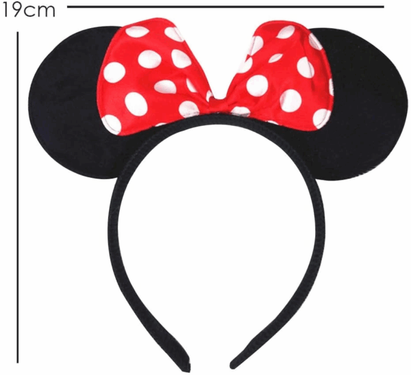 Kırmızı Fiyonklu Minnie Mouse Taç Fare Tacı Kafa Bandı - Görsel 5