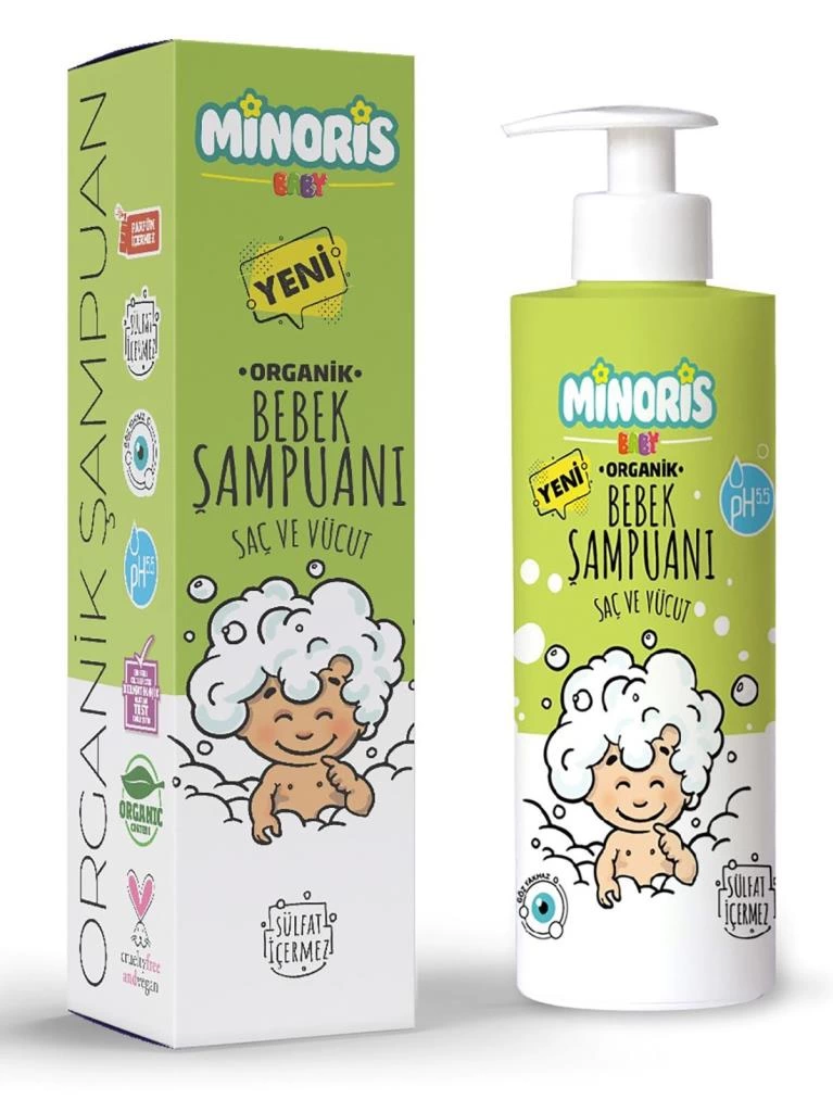 Minoris Baby Organik Bebek Saç ve Vücut Şampuanı 400ml - Görsel 2