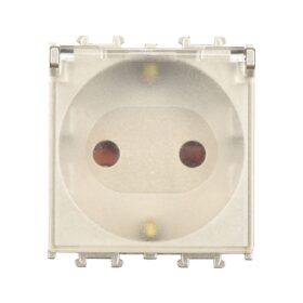 Günsan Domino Metalik Bej Çocuk Korumalı Kapaklı Topraklı Priz - 2M - 16AX 250V