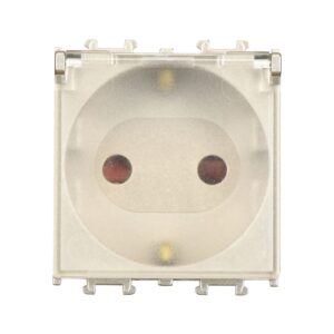 Günsan Domino Metalik Bej Çocuk Korumalı Kapaklı Topraklı Priz - 2M - 16AX 250V