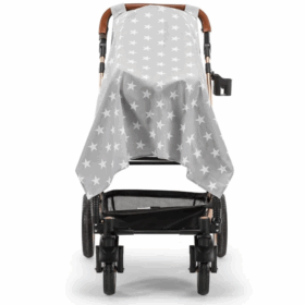 Çocuk Moje Poplin Puset Bebek Arabası Örtüsü Gri Yıldız