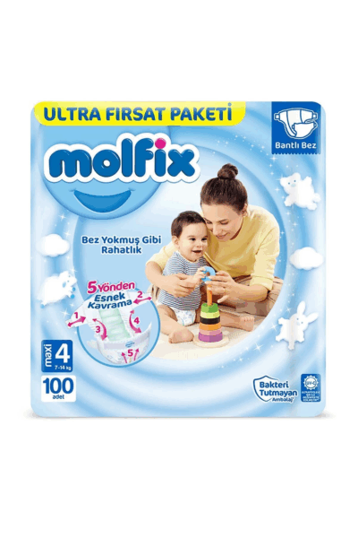 Molfix Bebek Bezi Ultra Fırsat Paketi 4 Beden 7-14 Kg 100 Adet