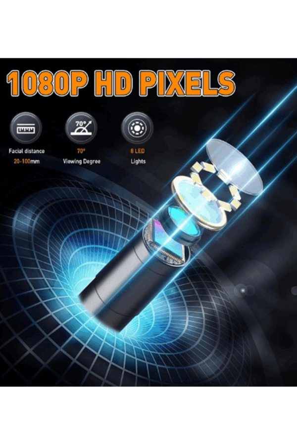 Monitörlü Çift Kameralı 10 Mt Sert Kablo Yılan Endoskop Kamera 8 Mm 4.3 Inc - Görsel 4