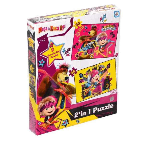 Çocuk MS7579 Laço Kids Maşa ile Koca Ayı 2 Puzzle 1 Kutuda / 35+60 Parça Puzzle