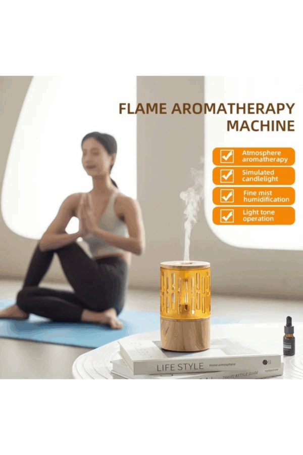 Mum Işığı Görünümlü Taşınabilir 125ml Kapasiteli Işıklı Aroma Yayıcı Hava Nemlendirici - Görsel 3