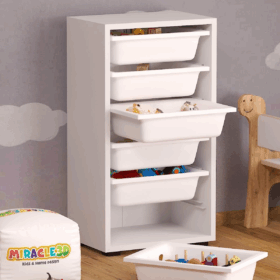 Mutfak Dolabı 6 Sepetli Dolap Oyuncak Dolabı Çok Amaçlı Banyo Kiler Dolabı Beyaz