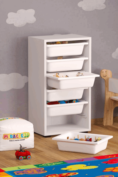 Mutfak Dolabı 6 Sepetli Dolap Oyuncak Dolabı Çok Amaçlı Banyo Kiler Dolabı Beyaz