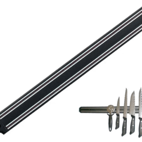 Mutfak Duvarına Monte Mıknatıslı Geniş Bıçak Tutucu Stand - 55 Cm - Siyah - Paslanmaz Çelik