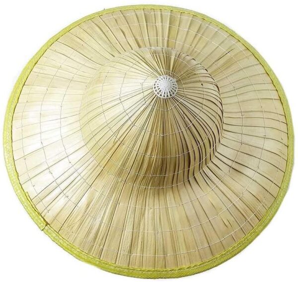 Naturel Renk Cambodia Kamboçyalı Vietnam Konik Şapkası PVC Hasır (K0) - Görsel 2