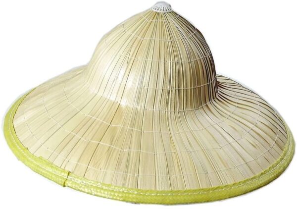 Naturel Renk Cambodia Kamboçyalı Vietnam Konik Şapkası PVC Hasır (K0) - Görsel 3