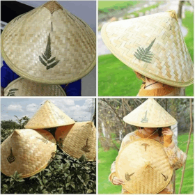 Naturel Renk Cambodia Kamboçyalı Vietnam Şapkası Pvc Hasır