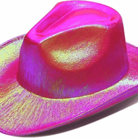 Neon Hologramlı Kovboy Model Parti Şapkası Fuşya Yetişkin 39x36x14 Cm