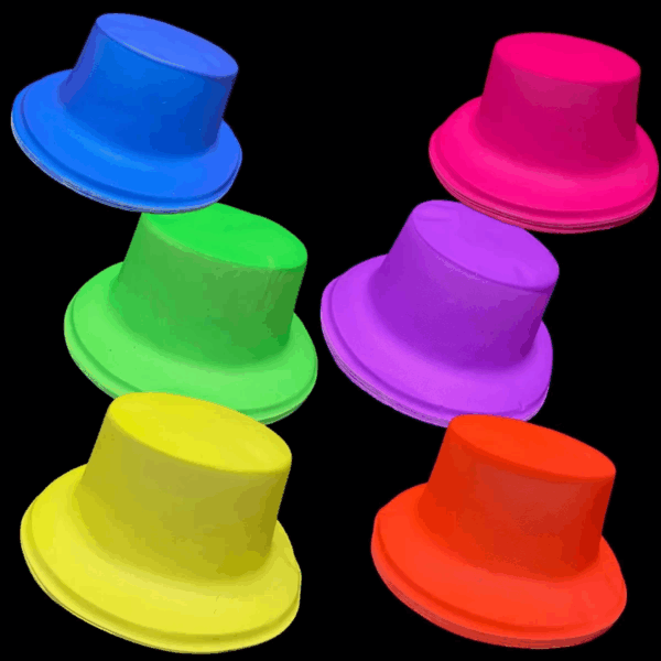 Neon Partisi Pembe Renk Plastik Fötr Şapka - Görsel 4