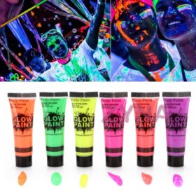 Neonlu Glow Parti Yüz Boyası 6 Renk 6 Adet (K0)