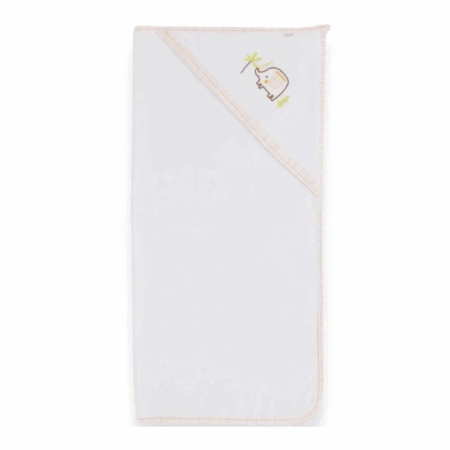 Bebitof Ekoseli Fil Bebek Havlu 40028 Beyaz