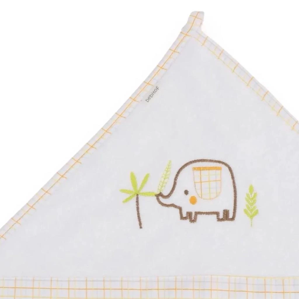 Bebitof Ekoseli Fil Bebek Havlu 40028 Beyaz - Görsel 3