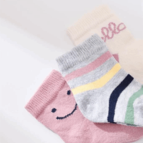 Bibaby Biorganic Smile Kız 3'Lü Çorap 68451 Pudra