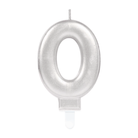 Çocuk 0 Rakam Mum Gümüş Renk