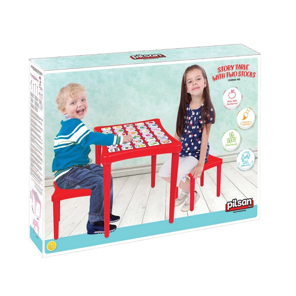 Eğitici Oyuncak 03 493 STORY İKİ TABURELİ MASA (PEMBE) - Görsel 2