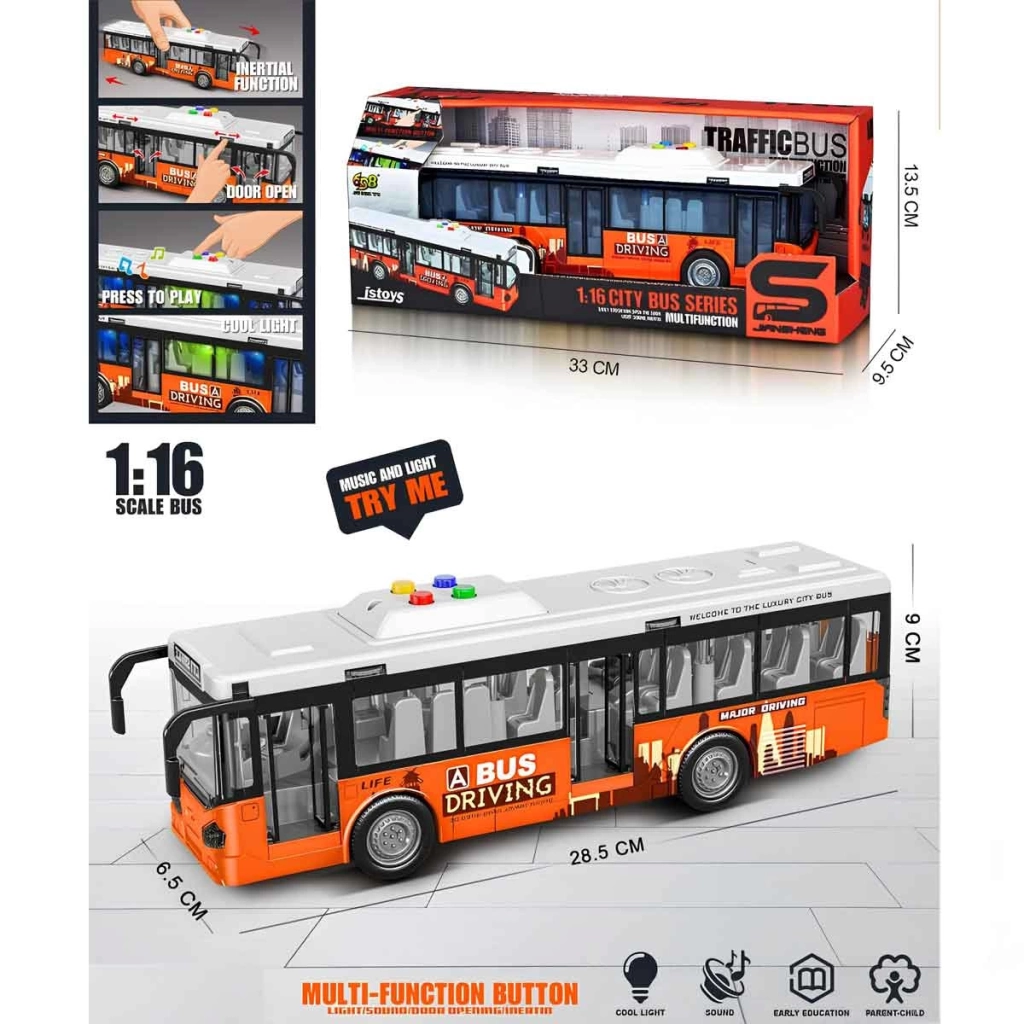 1:16 Sesli ve Işıklı Şehir Otobüsü JS120A - Görsel 2