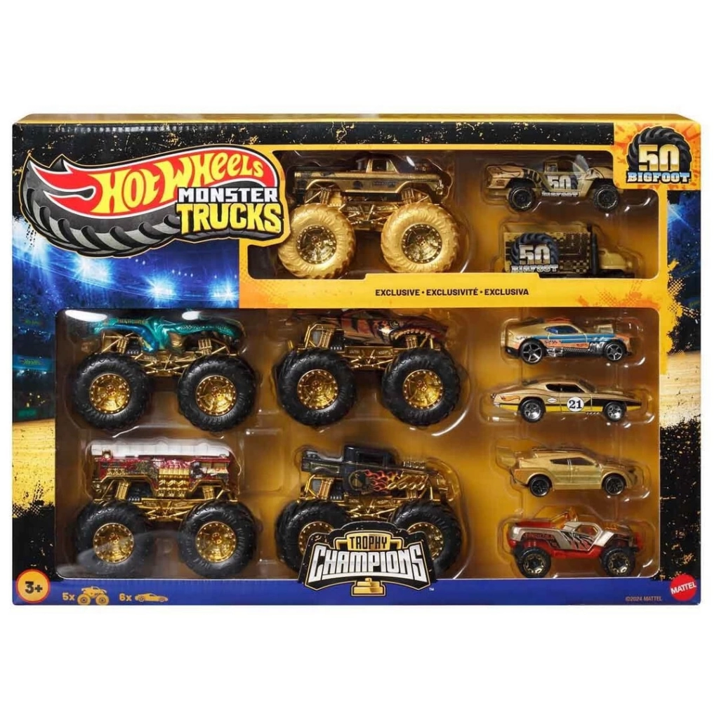 1:64 Hot Wheels Monster Trucks Bigfoot Trophy Şampiyonları Araba ve Kamyonlar - Görsel 4
