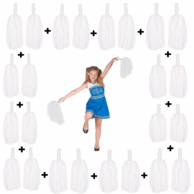 Çocuk 10 Çift ( 20 Adet ) Beyaz Renk 23 Nisan 19 Mayıs 29 Ekim Okul Gösteri Ponponları