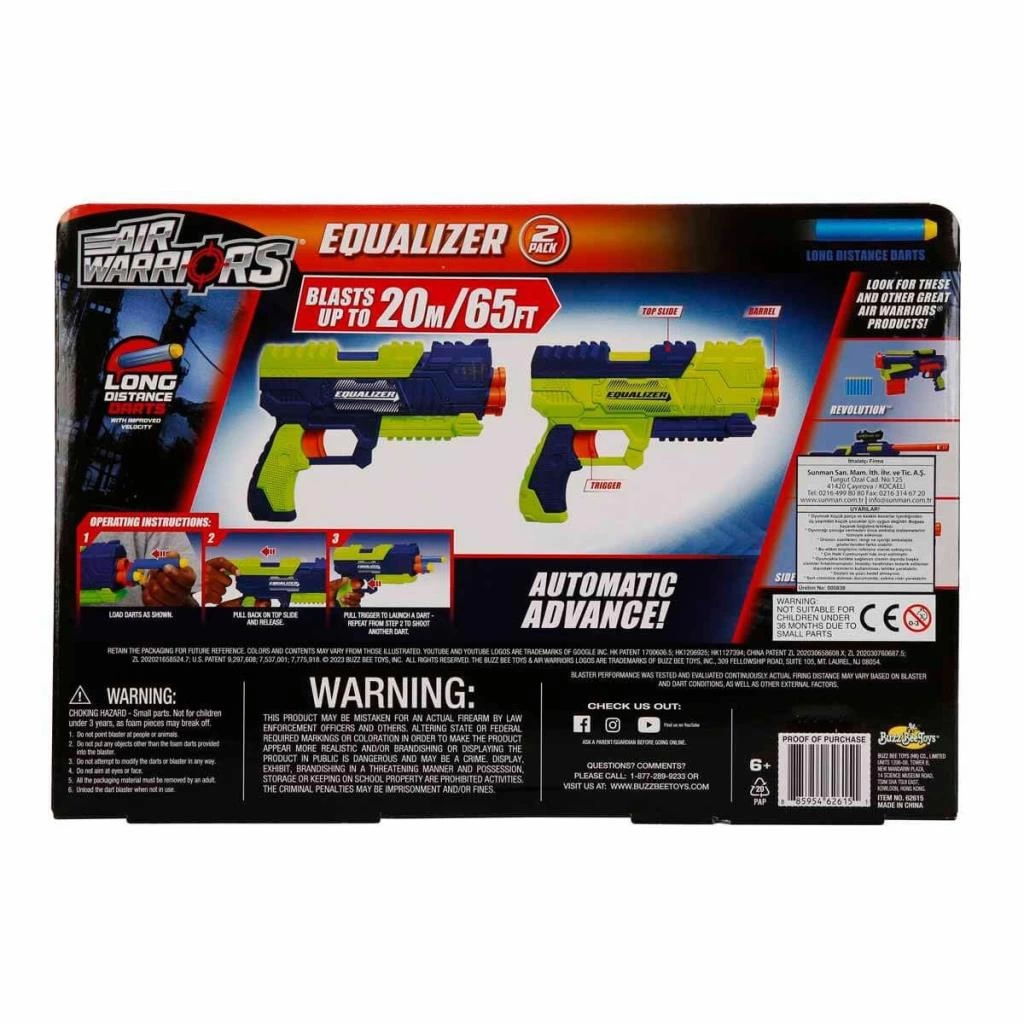 Çocuk 1062615 Air Warriors Equalizer 10 Mermili 2’li Sünger Dart Atan Silah 21 cm - Görsel 3