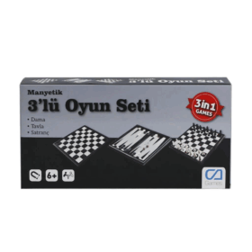 Çocuk 120 CAOYN-10002 Manyetik 3'lü Oyun Seti (Tavla,Dama,Satranç) -CaGames