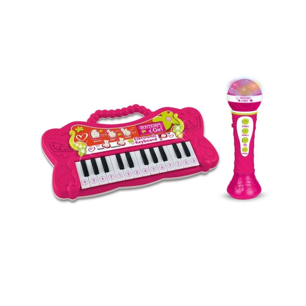 Elektronik Mikrofonlu Işıklı Org 24 Tuş Çocuklar İçin Müzik Gelişimi Destekleyen Oyuncak - Görsel 2