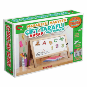 2243 Manyetik Çift Taraflı Masaüstü Ahşap Yazı Tahtası 62 Parça