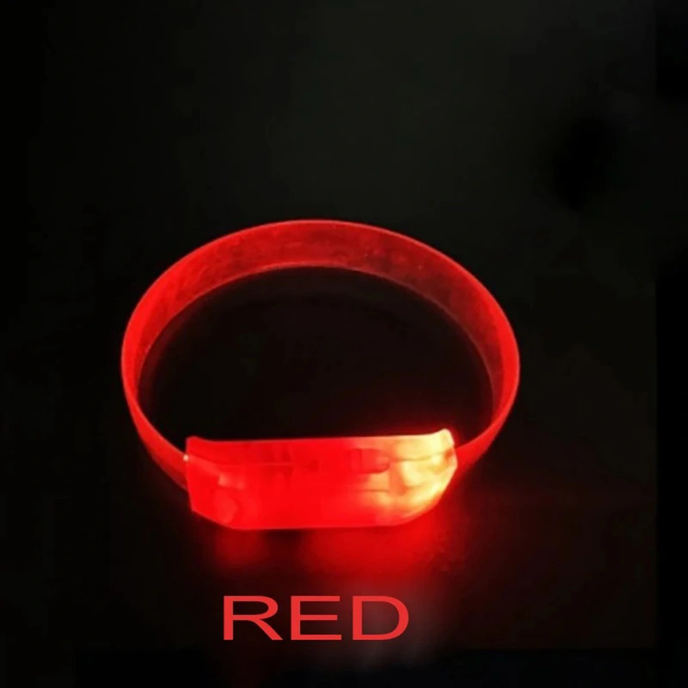 Eğitici Oyuncak 3 Modlu Pilli LED Işıklı Esnek Parti Bilekliği Kırmızı - Görsel 3