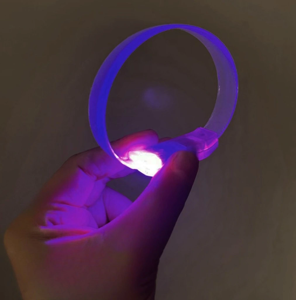 Eğitici Oyuncak 3 Modlu Pilli LED Işıklı Esnek Parti Bilekliği Mor - Görsel 2