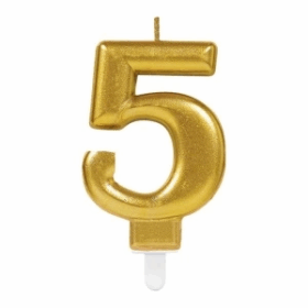 Çocuk 5 Rakam Mum Gold Renk