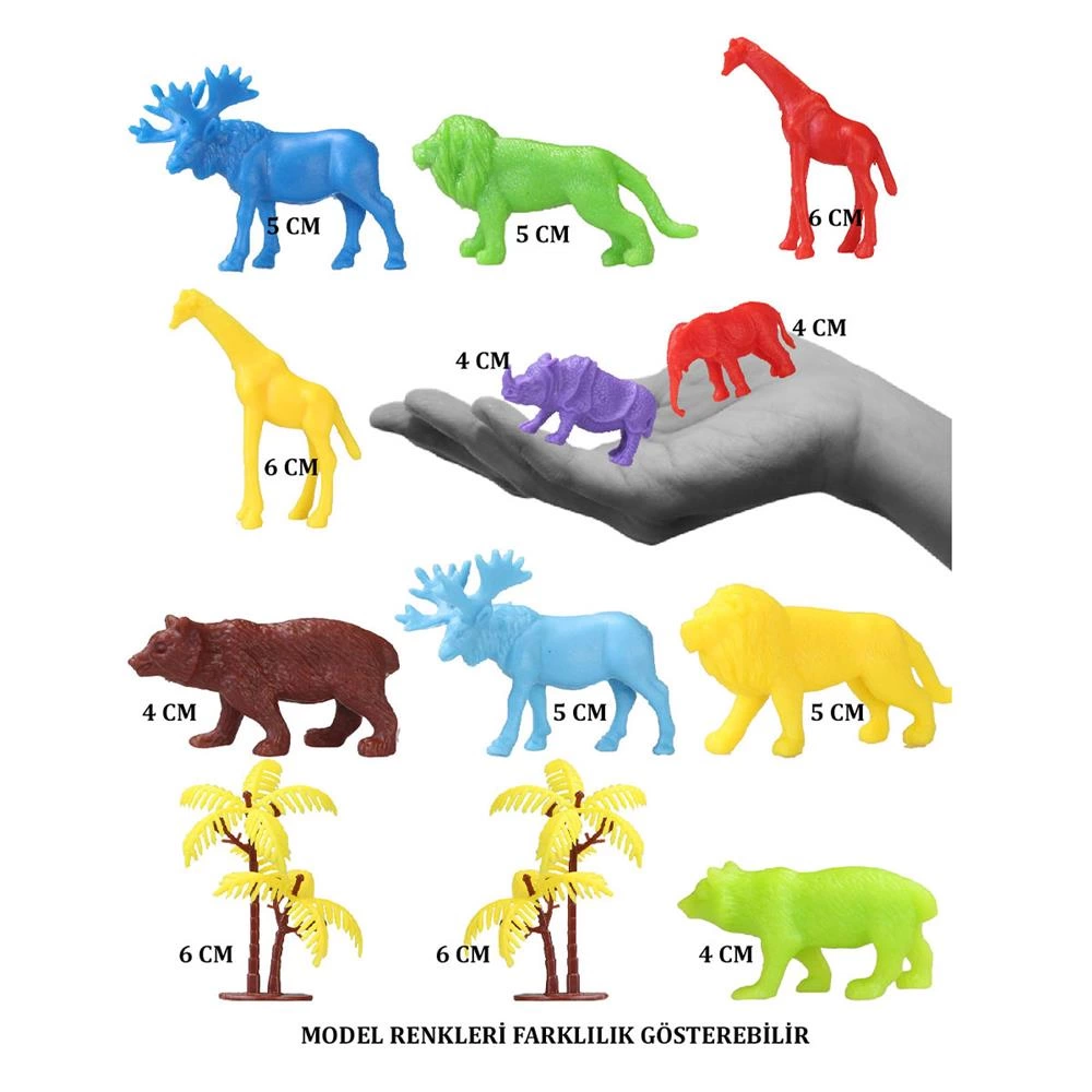 Çocuk 669 Toy Play 12 Parça Renkli Mini Vahşi Hayvanlar Figür Seti 4-6 cm - Görsel 2