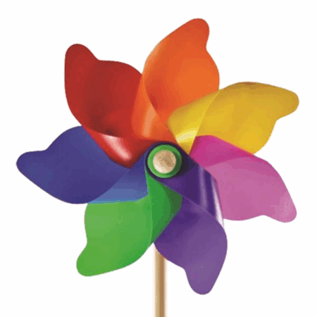 Çocuk 7 Kanat 30 cm Gök Kuşağı Rüzgar Gülü