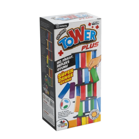 Çocuk 7317 Renkli Plus Tower Süper Denge Oyunu 54 Adet -Totteriq